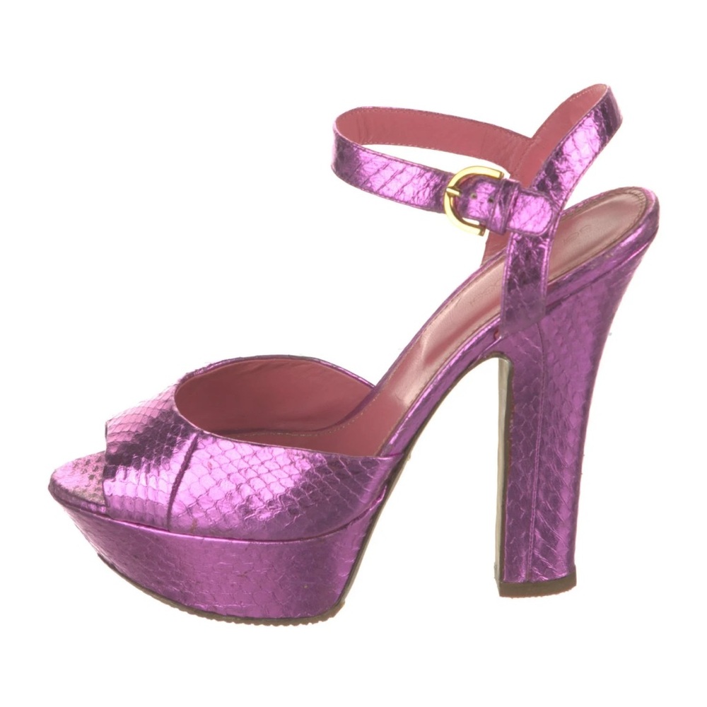 Sergio rossi snake 🐍 print metallic pink Platform High Heels - 38.5 (fit 7.5)